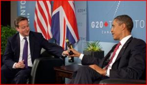 Obama and Cameron share a toast