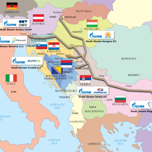 South Stream pipeline’s planned route through the heart of Europe