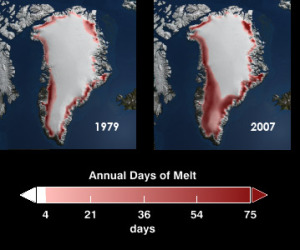 The rate of ice melt in the western part of Greenland has sped up by about 30 percent since 1979.