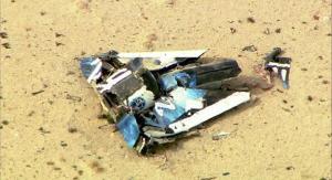 Virgin Galactic SpaceShipTwo crash site. Courtesy KNBC.
