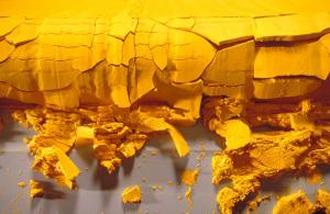 Yellowcake uranium, a semi-refined form of the ore which Iran can produce.
