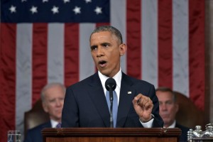 President Obama at his 2015 State of the Union speech. Pool photo. 