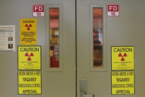 Door to a contaminated area in the T Plant at the Hanford Reach National Monument. By Paul DeRienzo.