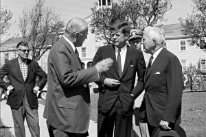 President John F. Kennedy with CIA Director Allen Dulles and Director-designate John McCone on September 27, 1961. Photo credit: Robert Knudsen. White House Photographs. John F. Kennedy Presidential Library and Museum, Boston
