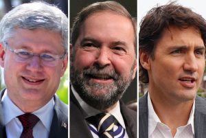 The 2015 Canadian federal election is being held today, October 19, 2015. Canadians will elect members to the House of Commons. Three of the party leaders are Stephen Harper of the Conservative Party, Tom Mulcair of the New Democratic Party and Justin Trudeau of the Liberal Party. Current polls favor a victory for the Liberal Party. Photo Credit: APEC 2013 / Wikimedia, United Steelworkers / Wikimedia, Alex Guibord / Wikimedia