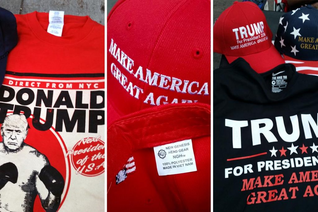 Trump campaign gear for sale at the 2016 Republican National Convention Photo credit: Jon Hecht / WhoWhatWhy 