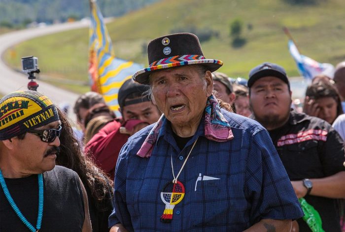 Dakota Access Pipeline prayer walk led by Dennis Banks. Photo credit: With permission from Paula Bard