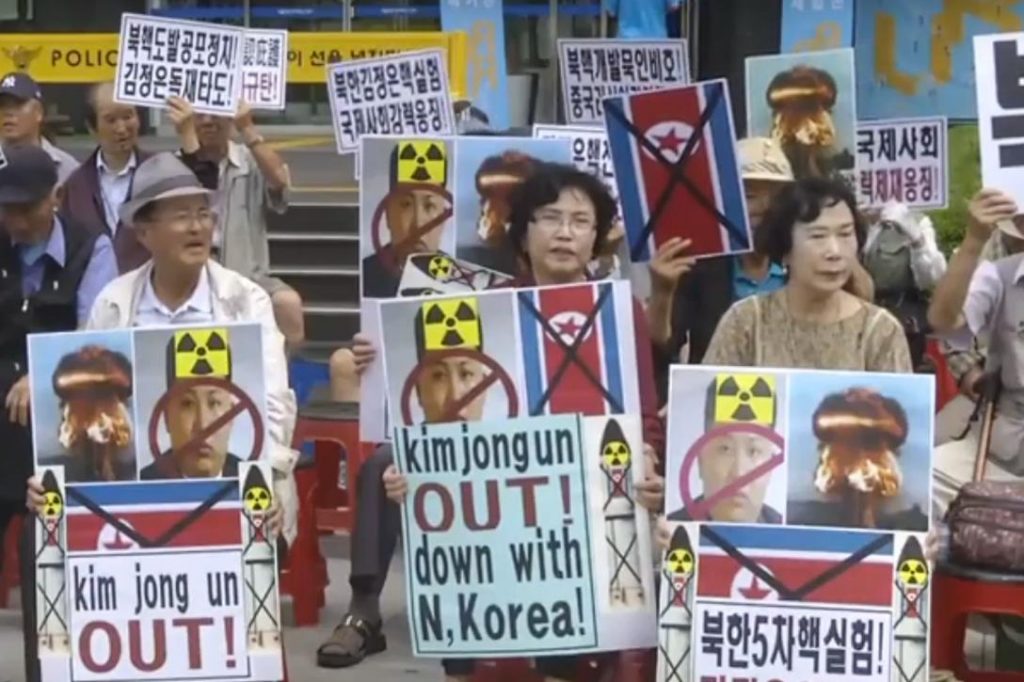South Koreans protest North Korea's latest nuclear test. Photo credit: SeongBin Kang / YouTube (Creative Commons Attribution license - reuse allowed)