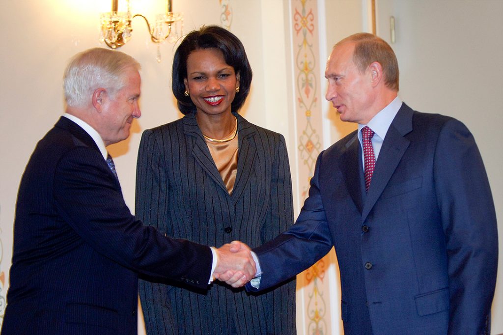 Robert Gates, Condoleezza Rice and Vladimir Putin