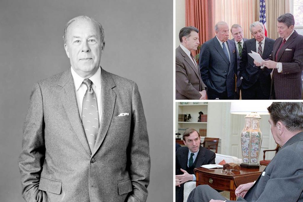 George Shultz, Ronald Reagan, Caspar Weinberger, Ed Meese, Don Regan, Elliott Abrams, John Whitehead