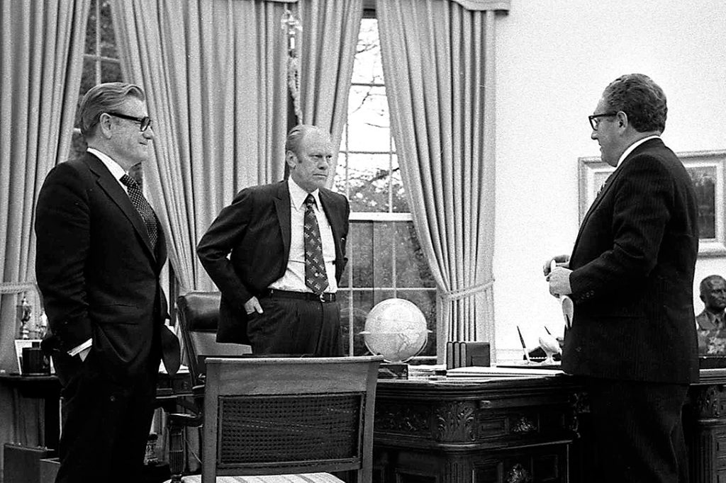 Nelson Rockefeller, President Gerald Ford, Henry Kissinger 