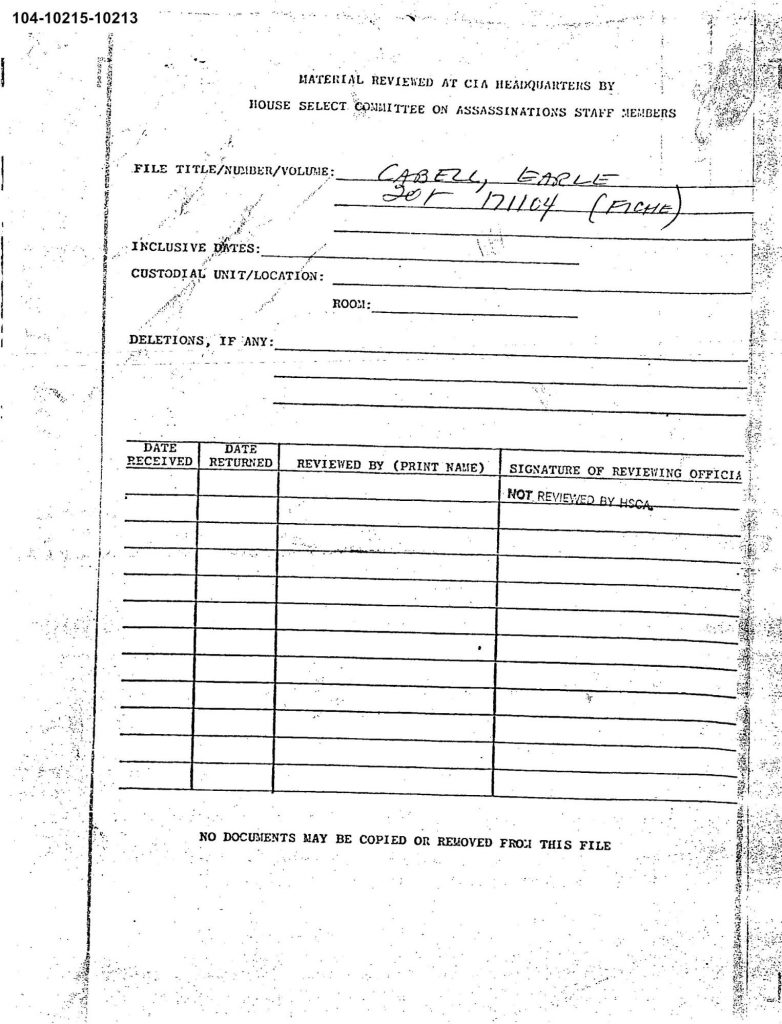 JFK File, Earle Cabell