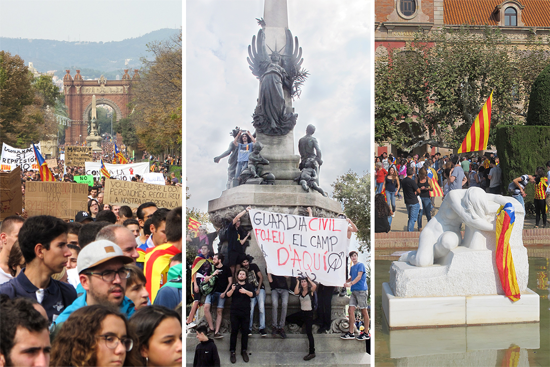 Barcelona, protesters, independence, march