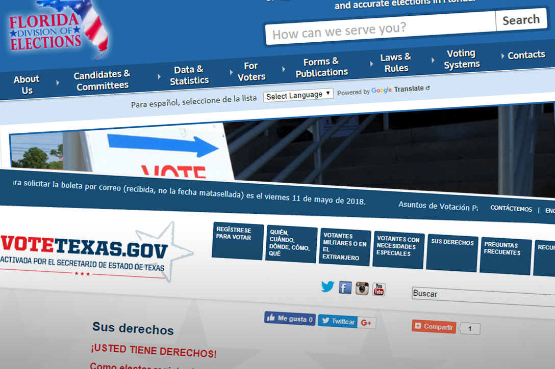 Spanish language voter information, Texas, Florida