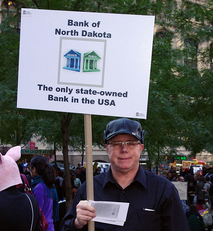 sign, Bank of North Dakota, Occupy Wall Street