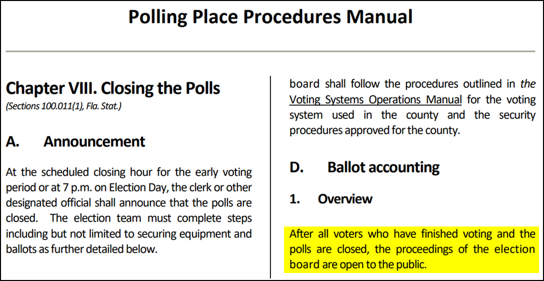 Florida, Polling Place Manual