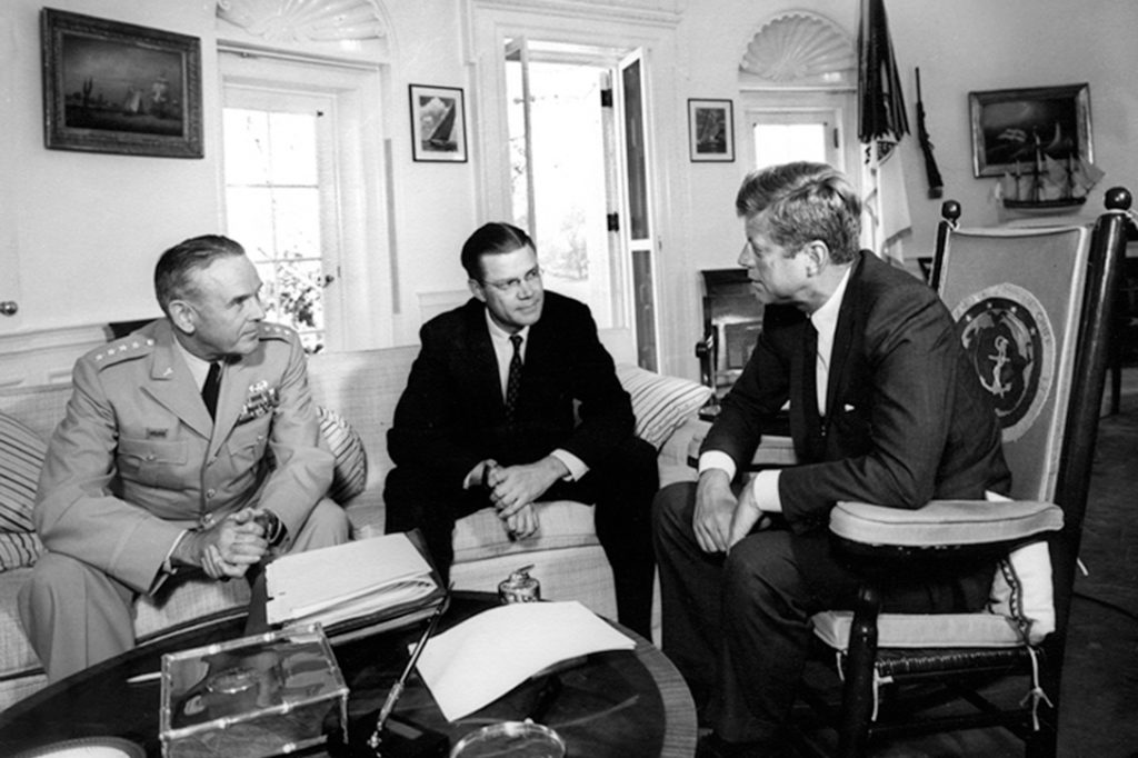 Maxwell Taylor, Robert McNamara, John F. Kennedy