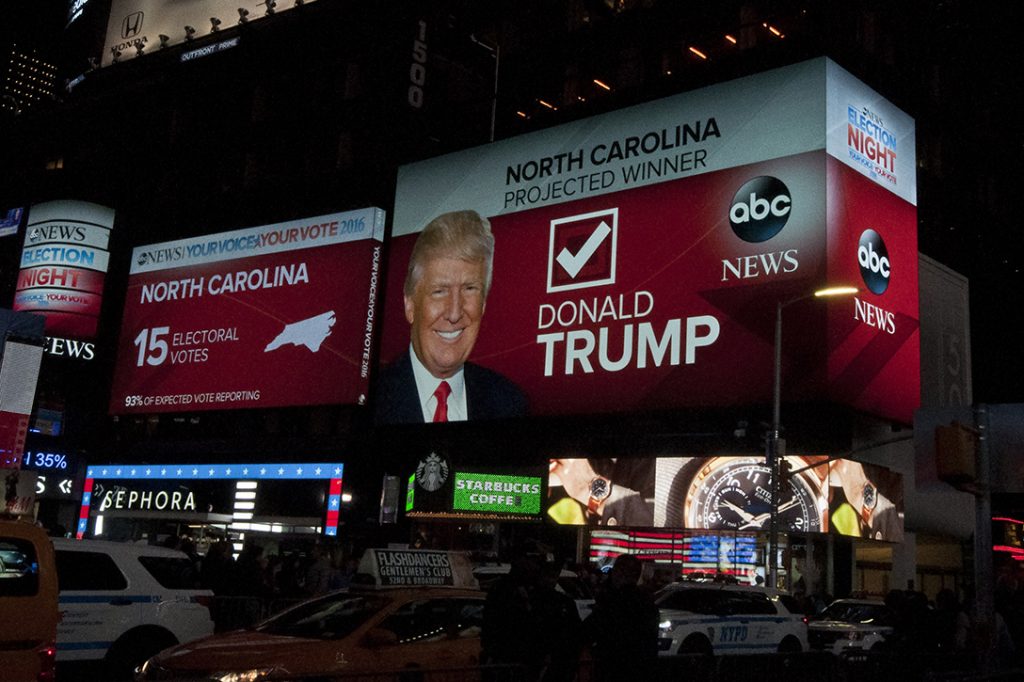 Donald Trump wins, Times Square