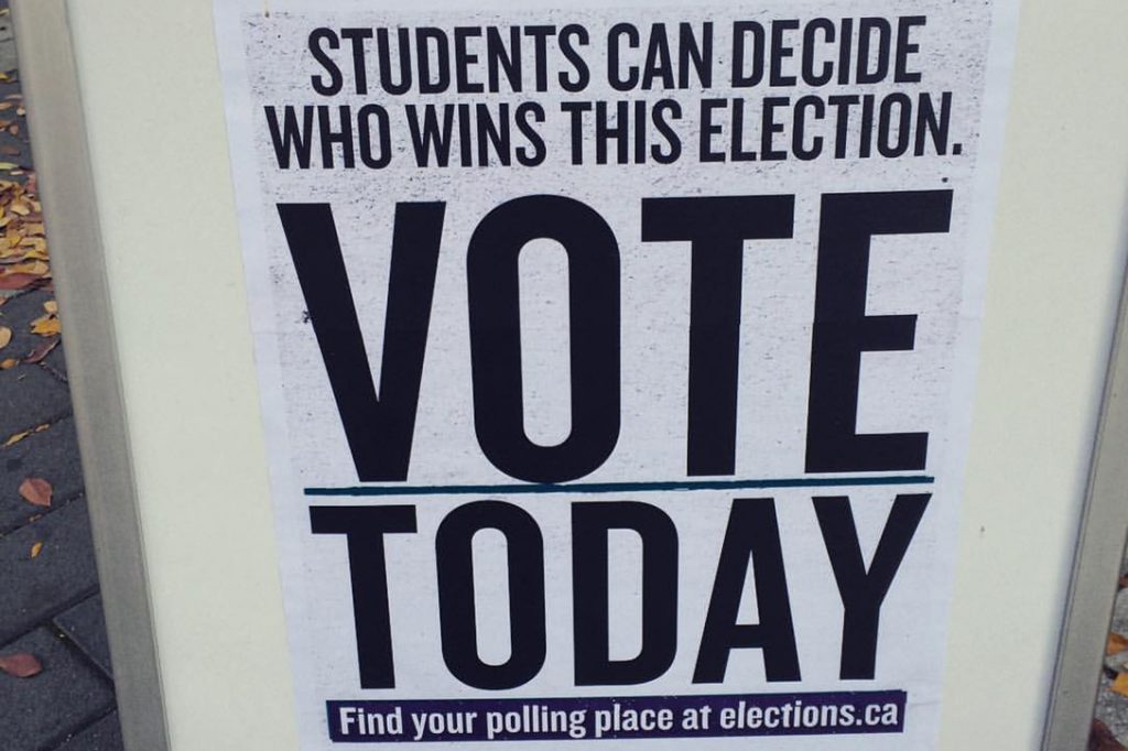 students, voting, sign
