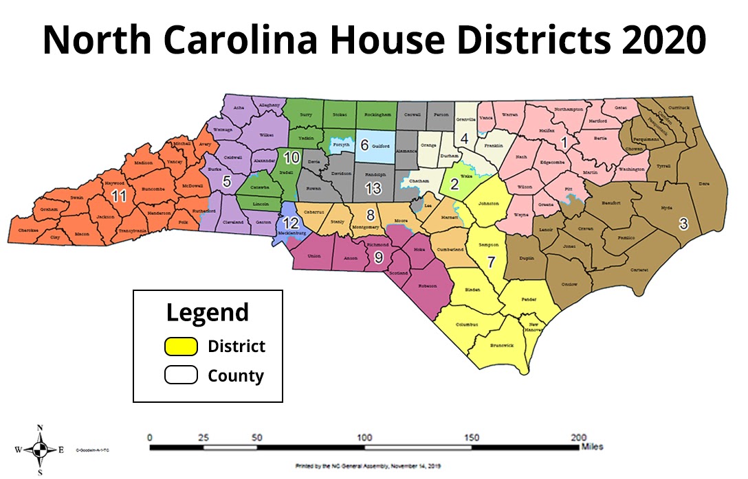North Carolina, House Districts, Map