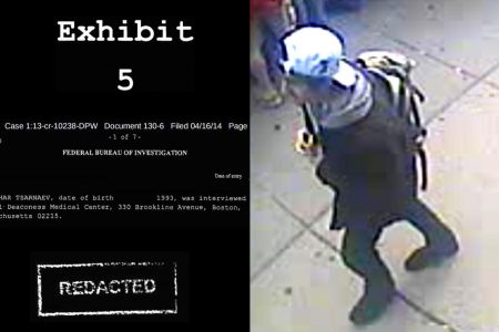 Redacted document, Dzhokhar Tsarnaev with backpack