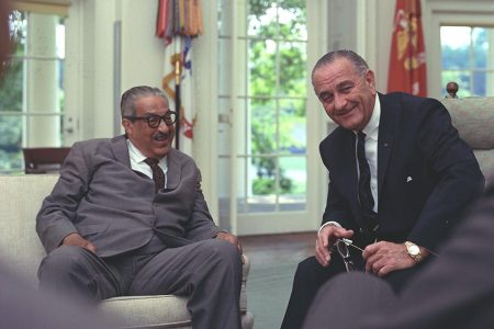 Thurgood Marshall and US President Lyndon B. Johnson