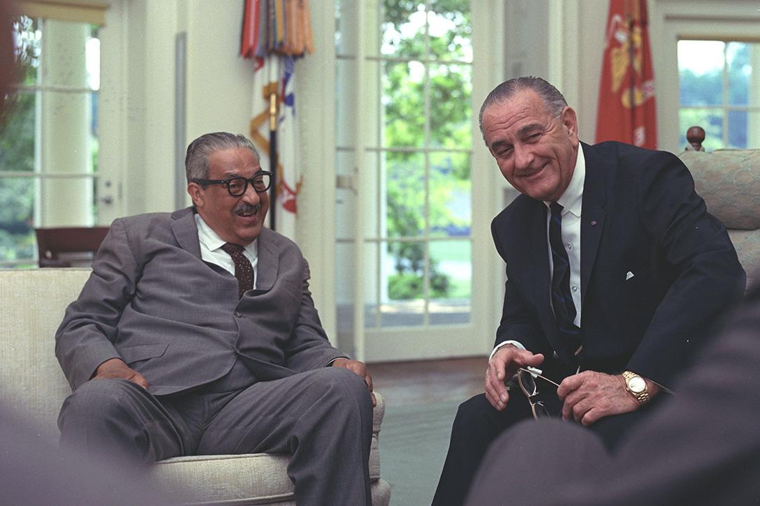 Thurgood Marshall and US President Lyndon B. Johnson
