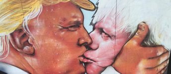 Donald Trump kissing Boris Johnson