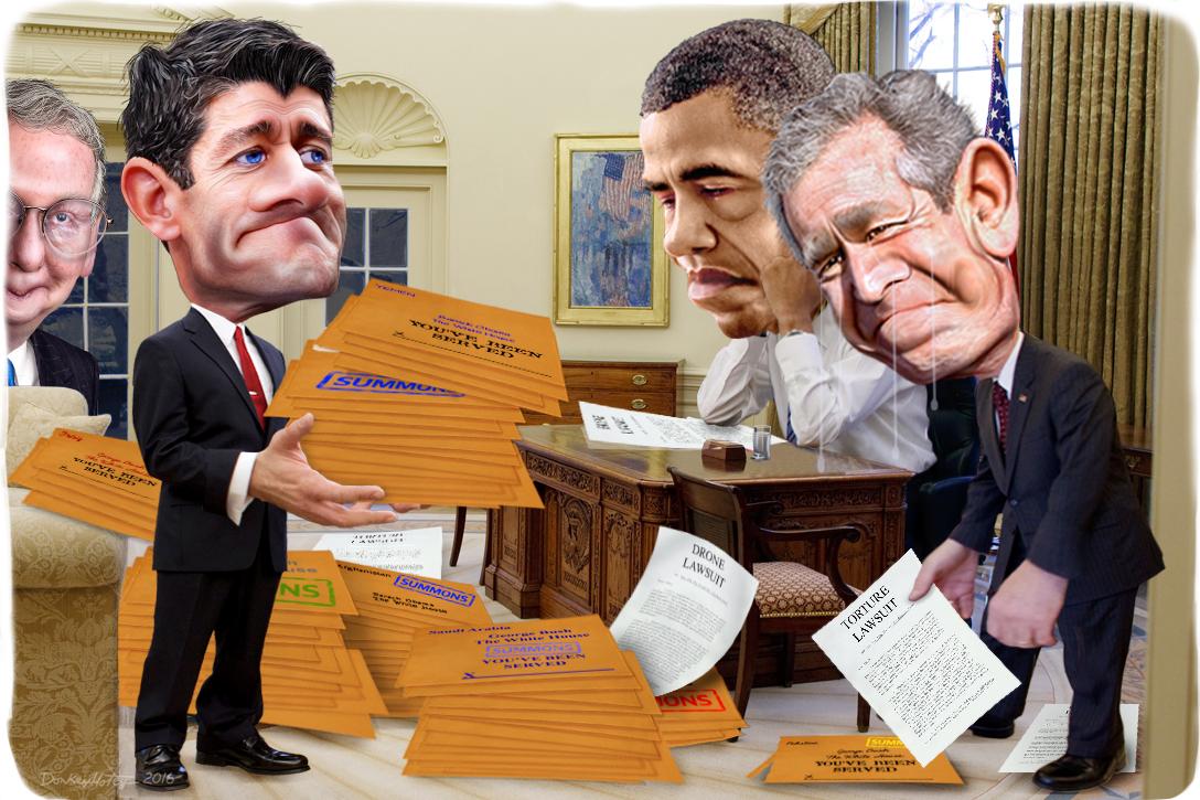 Barack Obama, George W Bush, Paul Ryan, Mitch McConnell