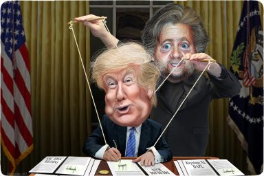 Donald Trump, Steve Bannon, puppet