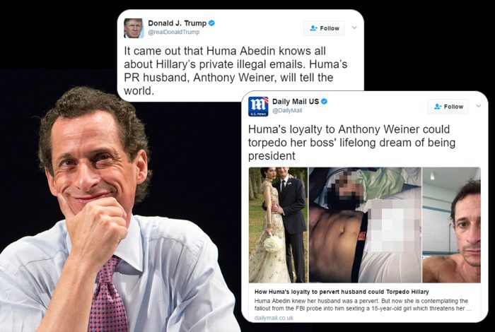 Anthony Weiner, Tweets, Donald Trump