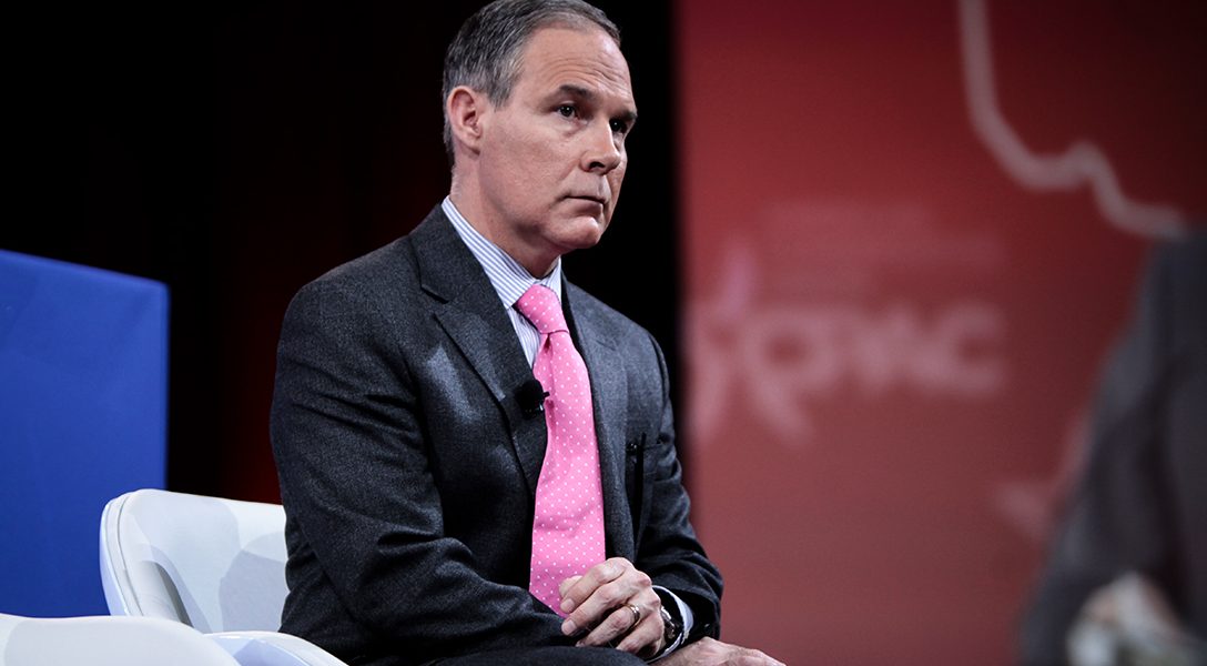 : Scott Pruitt, formerly Oklahoma Attorney General, spoke at the Conservative Political Action Conference in 2015. During his tenure, he lobbed several lawsuits against the EPA.