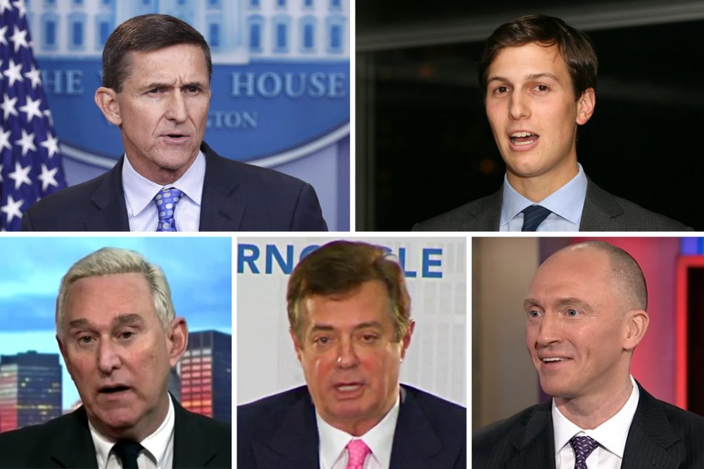 Mike Flynn, Jared Kushner, Roger Stone, Paul Manafort, Carter Paige.