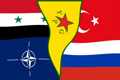Flags, Russia, Syria, Turkey, NATO, YPG