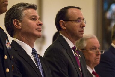 Christopher Wray, Rod Rosenstein, Jeff Sessions