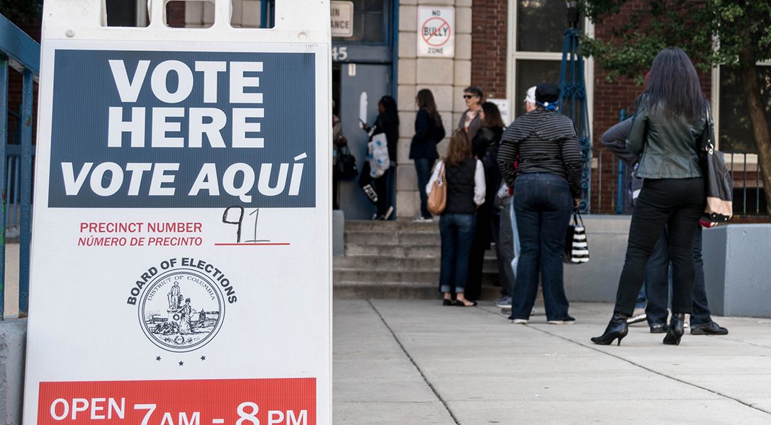voting sign, voting line