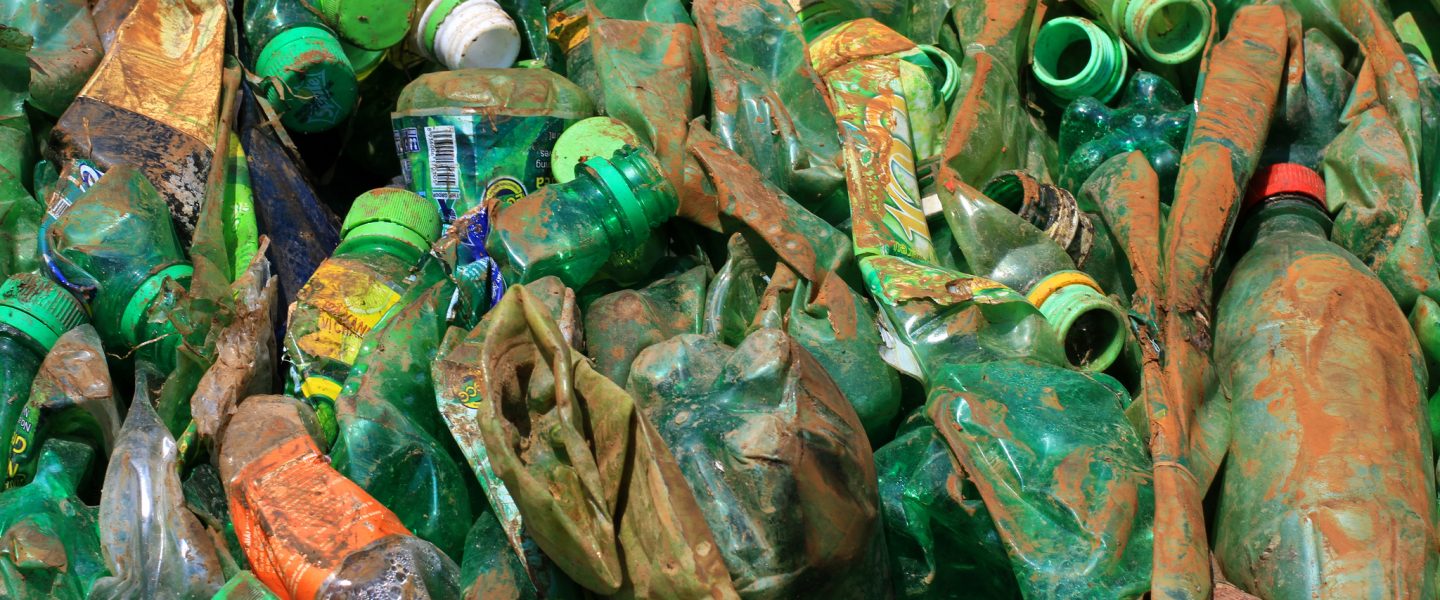 green plastic trash