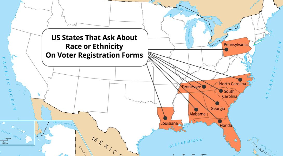 US states, race, ethnicity, voter, registration, forms