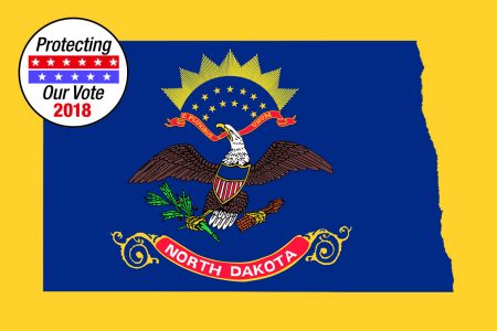 North Dakota Flag and State Line