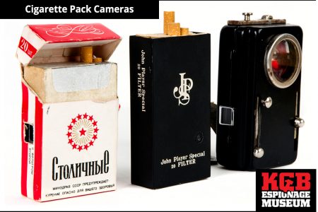 cigarette pack cameras, KGB Espionage Museum