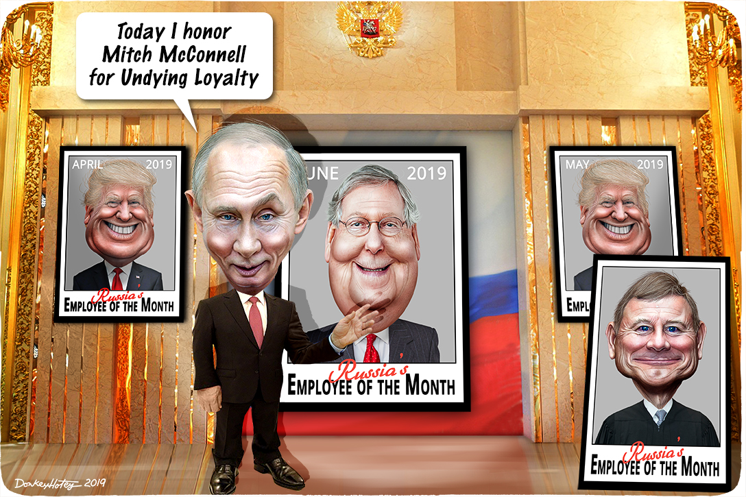 Vladimir Putin, Donald Trump, Mitch McConnell, John Roberts