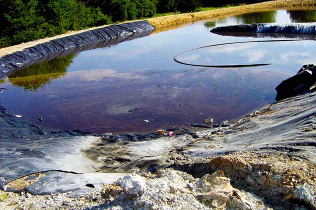 An oil and gas waste pit near Wilson’s home.