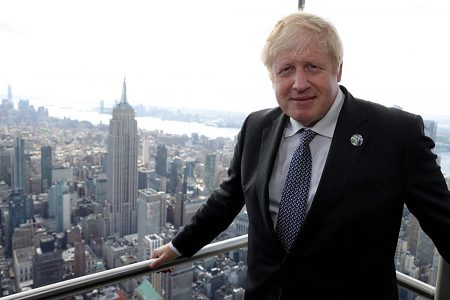 Boris Johnson viewing the New York skyline
