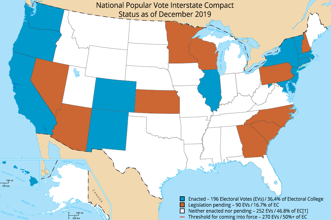 National Popular Vote Interstate Compact, map