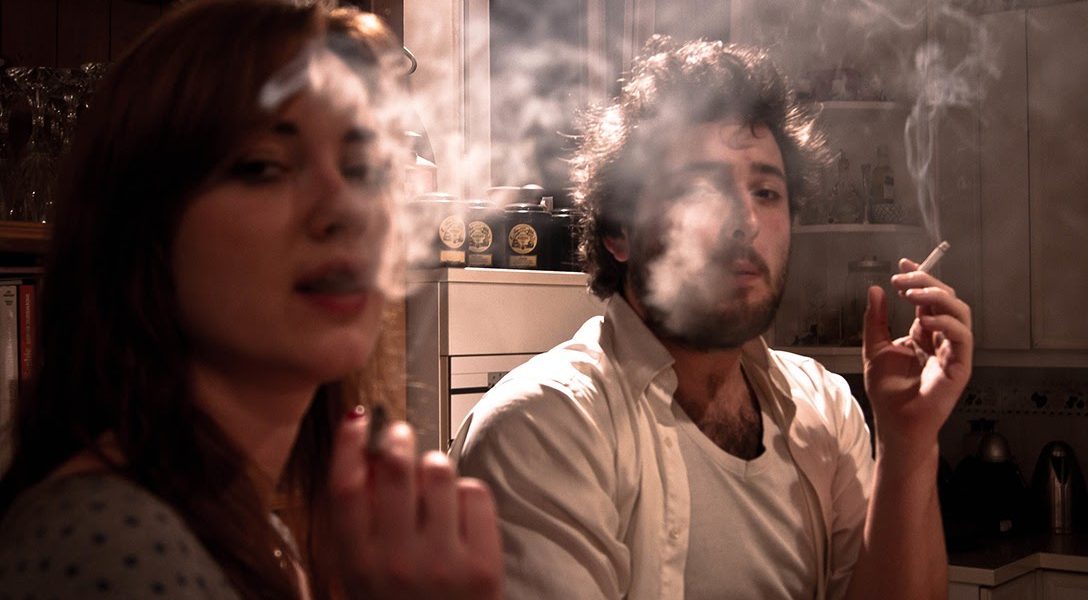 man, woman, smoking