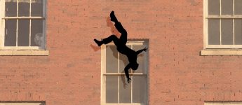 man falling from window