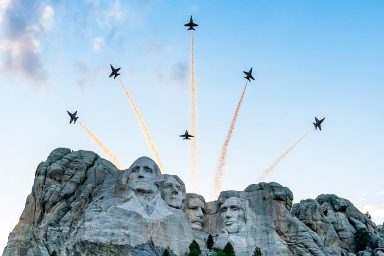 Donald Trump, Mount Rushmore, aerial review