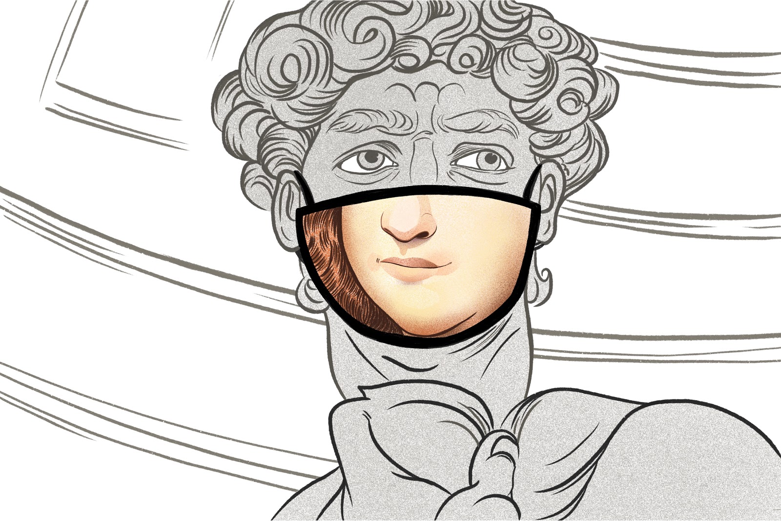 Michelangelo with Mona Lisa Mask