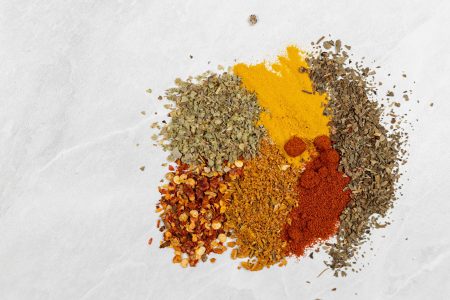 Top View of Kitchen Spices Mixed