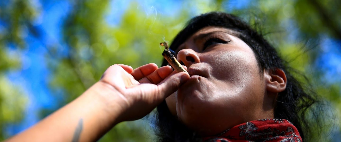 woman smokes cannabis, Mexico City